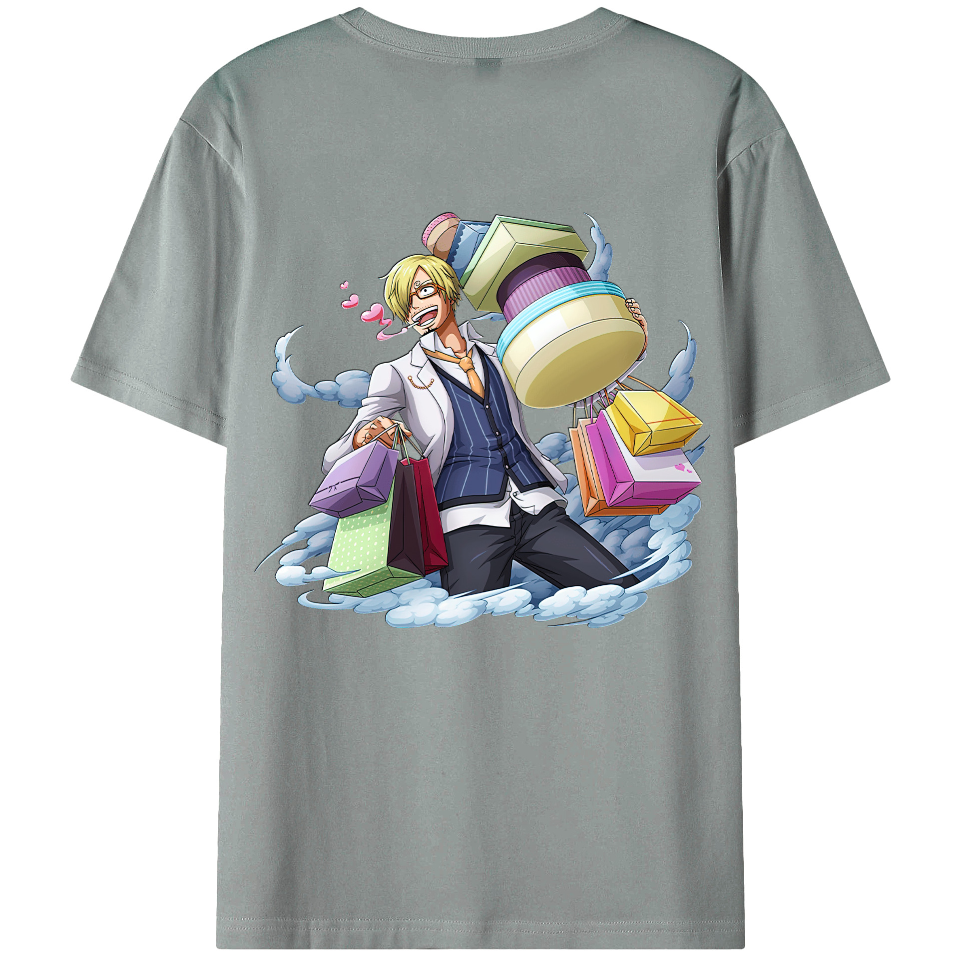 （画像用） ワンピース サンジ ONE PIECE Sanji 綿100％ メンズ半袖Tシャツ（バックプリント） 通気性